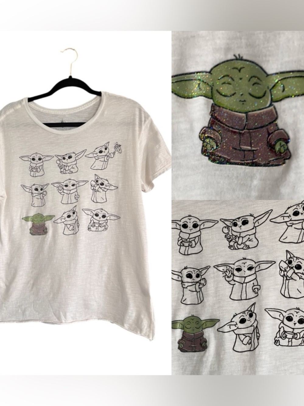 Star Wars Disney Grogu Baby Yoda Tee in White Size Medium